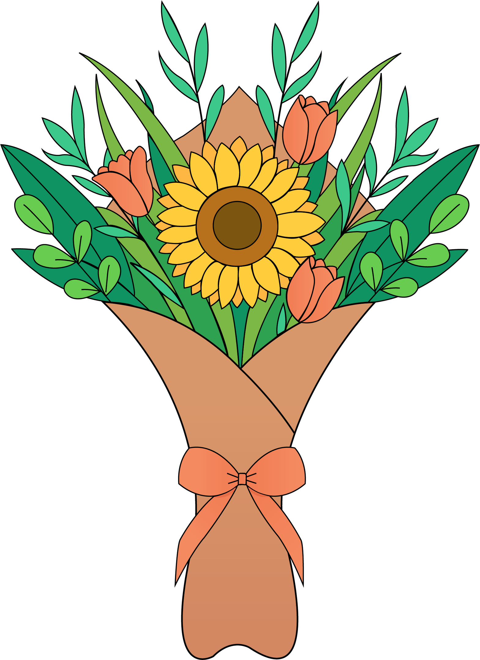 Flower Bouquet Vector Drawing